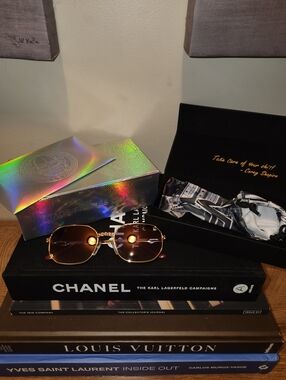 Vintage Frames Women's Gold Frame Gradient Blue Lens Sunglasses